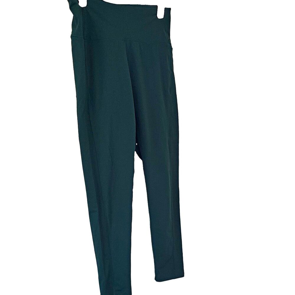 Danskin Women's Dark Green Ankle Leggings Stretch Side Pocket Size L Regular